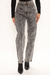 You've Been Pinned Straight Leg Jean - Black Ins Street
